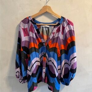 KARLIE - Colorful Women's Button-Up Top - Size Large